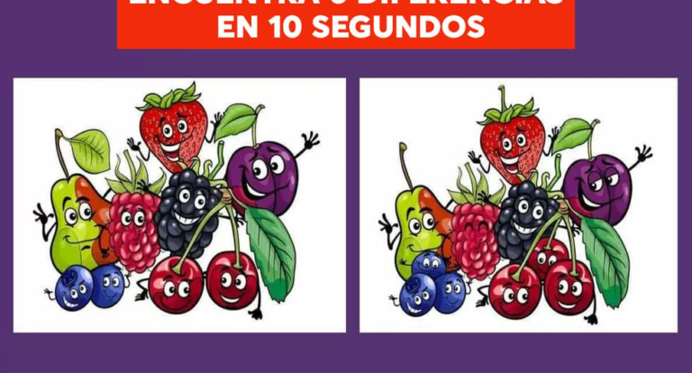 ¿Tienes ojos de detective?  Encuentra las 6 diferencias entre las frutas en 10 segundos