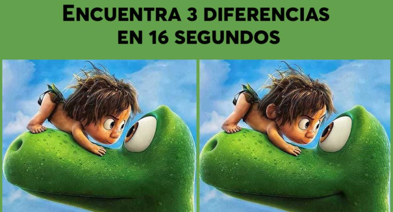 Encuentra 3 diferencias entre las imágenes del niño y el dinosaurio en solo 16 segundos