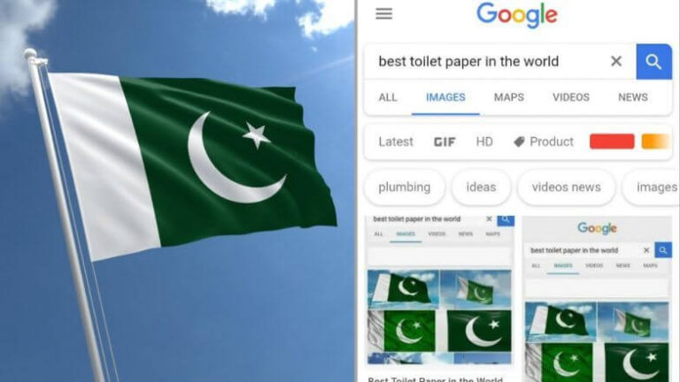 La búsqueda en Google de ‘EL PAPEL MÁS NECESARIO DEL MUNDO’ muestra una imagen de la bandera de Pakistán |  Ataque Pulwama