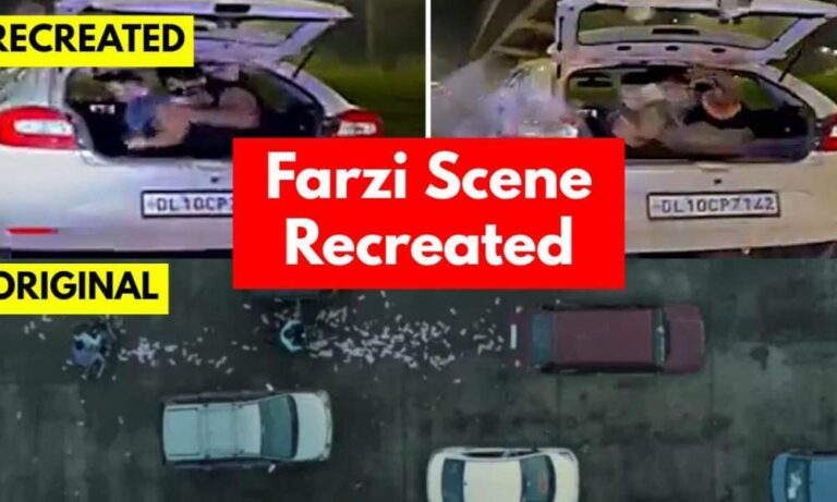 La recreación de la escena Farzi sale mal;  Youtubers tiran dinero desde un coche en marcha