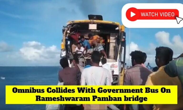 Tamil Nadu: Accidente de autobús en el puente de Pamban, la habilidad del conductor salva la vida del pasajero