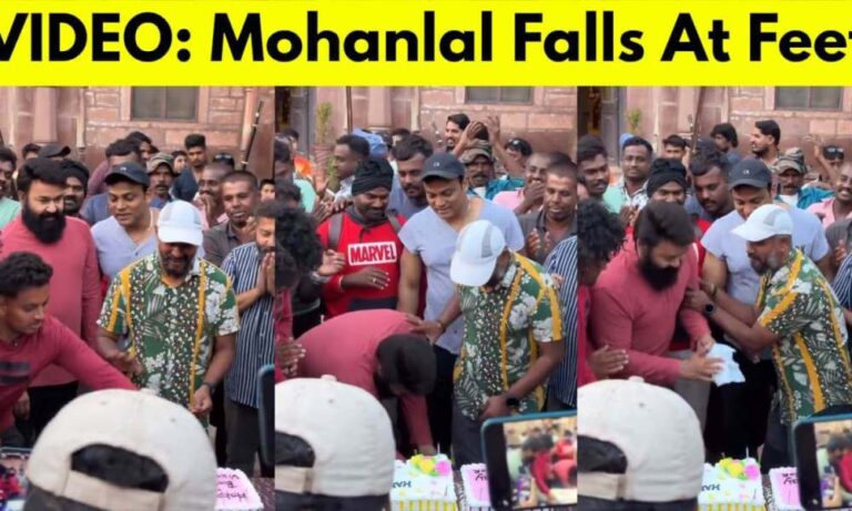 ¡Mohanlal cae a los pies del especialista en acrobacias!  Ver video