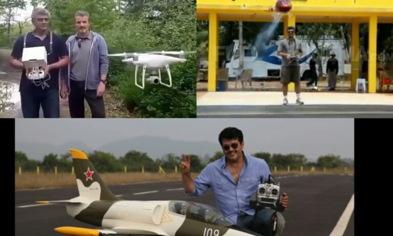 El actor Ajith Kumar como piloto de pruebas de helicóptero en la misión de drones del MIT